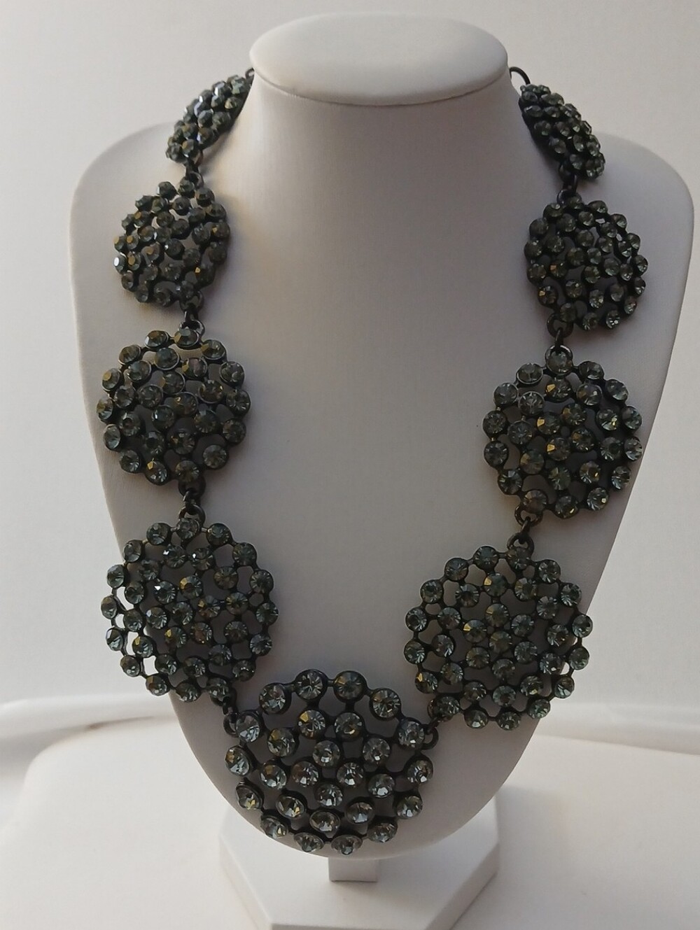 WHBM Gunmetal Crystal Cluster Necklace